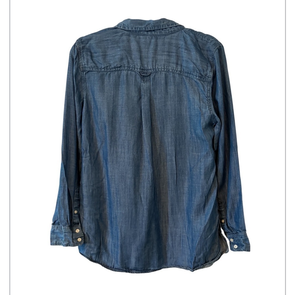 Talbots Denim Nautical Cottagecore Top With Button Detail On The Side Size M - Picture 3 of 11